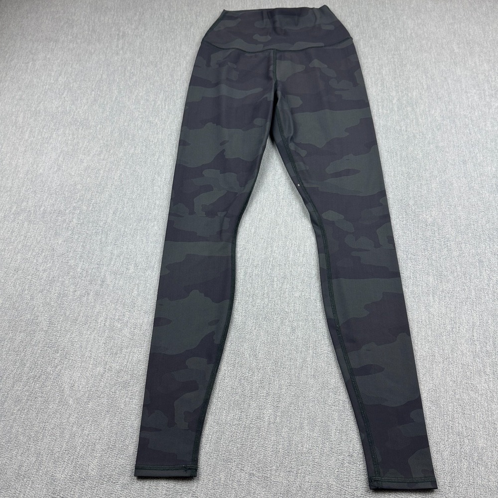 Alo‎ Yoga Leggings Womens XS Black Green High Waist Camo Vapor Athletic 29"